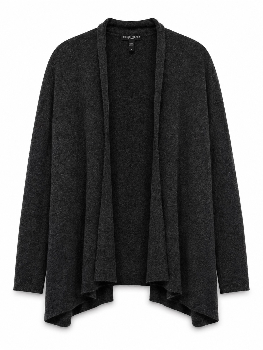 Eileen Fisher Woman Wool Blend Open Front Cardigan Charcoal Gray 1X